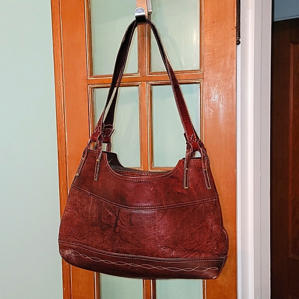 Frye Handcrafted Handbag Burgundy Vintage